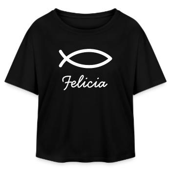 Félicia prénom de famille avec F baptême de jeune fille - T-shirt femme coupe décontractée en coton modal Stanley/Stella - noir - Devant - AI Model Female 172 light (172cm)