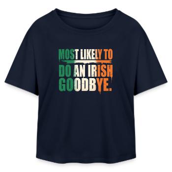 Am wahrscheinlichsten ein irisches Abschiedszitat zu machen - Relaxed Fit Frauen Modal Cotton T-Shirt von Stanley/Stella - Navy - Vorne - AI Model Female 172 light (172cm)