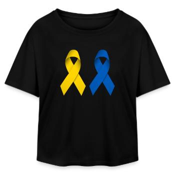 Peace loops for Ukraine - Relaxed Fit Women's Modal Cotton T-Shirt by Stanley/Stella - black - Front - AI Model Female 172 light (172cm)
