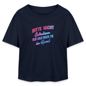 S’il te plaît, ne pousse pas, j’ai de la bière à la main - T-shirt femme coupe décontractée en coton modal Stanley/Stella - marine - Devant - AI Model Female 172 light (172cm)