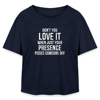 Liebst du es nicht Präsenz lustiges Hemd - Relaxed Fit Frauen Modal Cotton T-Shirt von Stanley/Stella - Navy - Vorne - AI Model Female 172 light (172cm)