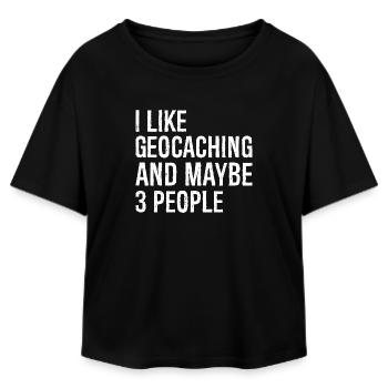 Ich mag Geocaching und vielleicht 3 Leute - Relaxed Fit Frauen Modal Cotton T-Shirt von Stanley/Stella - Schwarz - Vorne - AI Model Female 172 light (172cm)