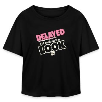 Travel anxiety humor, airport chaos, flying is - Relaxed Fit Women's Modal Cotton T-Shirt by Stanley/Stella - black - Front - AI Model Female 172 light (172cm)