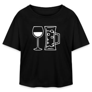 Wein Weinglas Rotwein Weißwein  - Relaxed Fit Frauen Modal Cotton T-Shirt von Stanley/Stella - Schwarz - Vorne - AI Model Female 172 light (172cm)