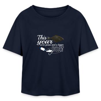 Pêcheur flétan en Norvège / Island bigger boat - T-shirt femme coupe décontractée en coton modal Stanley/Stella - marine - Devant - AI Model Female 172 light (172cm)