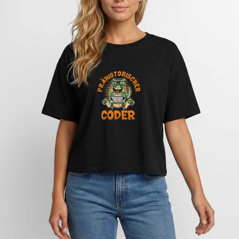 Coding PREHISTORIC CODER Fun Relaxed Fit Women's Modal Cotton T-Shirt by Stanley/Stella