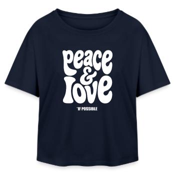PEACE LOVE #2 - let's talk  - T-shirt femme coupe décontractée en coton modal Stanley/Stella - marine - Devant - AI Model Female 172 light (172cm)