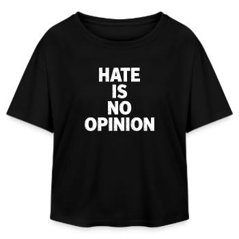 Hate is no Opinion - Antifa Merch - Relaxed Fit Women's Modal Cotton T-Shirt by Stanley/Stella - black - Front - AI Model Female 172 light (172cm)