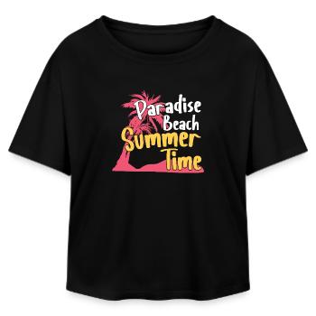 Paradise Beach Summer Time Retro Design - Relaxed Fit Frauen Modal Cotton T-Shirt von Stanley/Stella - Schwarz - Vorne - AI Model Female 172 light (172cm)