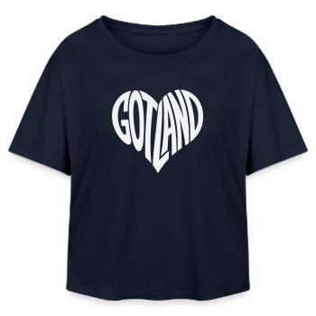Gotland Herz Schriftzug - Relaxed Fit Frauen Modal Cotton T-Shirt von Stanley/Stella - Navy - Vorne - AI Model Female 172 light (172cm)