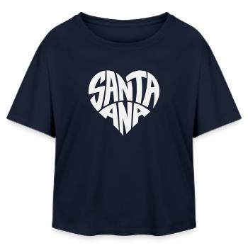 Santa Ana Heart Typo - Relaxed Fit Women's Modal Cotton T-Shirt by Stanley/Stella - navy - Front - AI Model Female 172 light (172cm)