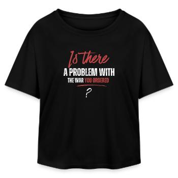  funny War Dark Humor Anti-War - Relaxed Fit Women's Modal Cotton T-Shirt by Stanley/Stella - black - Front - AI Model Female 172 light (172cm)