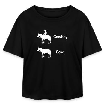 Funny Cow Texas Farmer Parody Irony Cowboy - Relaxed Fit Women's Modal Cotton T-Shirt by Stanley/Stella - black - Front - AI Model Female 172 light (172cm)