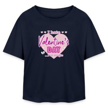 I hate valentine`s day - Relaxed Fit Frauen Modal Cotton T-Shirt von Stanley/Stella - Navy - Vorne - AI Model Female 172 light (172cm)