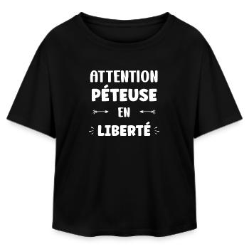 Attention Petuous Freedom - Relaxed Fit Women's Modal Cotton T-Shirt by Stanley/Stella - black - Front - AI Model Female 172 light (172cm)