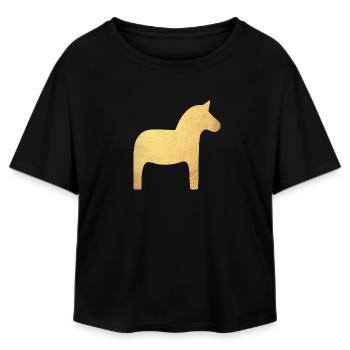 Dalapferd Gold Schweden Weihnachten Deko Luxus  - Relaxed Fit Frauen Modal Cotton T-Shirt von Stanley/Stella - Schwarz - Vorne - AI Model Female 172 light (172cm)
