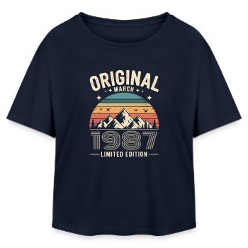 Vintage Geboren im März 1987 Original vor 39 Jahren - Relaxed Fit Frauen Modal Cotton T-Shirt von Stanley/Stella - Navy - Vorne - AI Model Female 172 light (172cm)