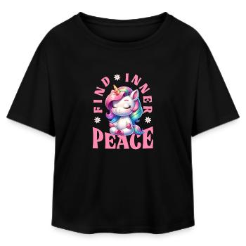 Find Inner Peace Unicorn Yoga - Relaxed Fit Women's Modal Cotton T-Shirt by Stanley/Stella - black - Front - AI Model Female 172 light (172cm)