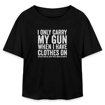 I'm Just Carrying My Gun – Funny Gun Rights – - Relaxed Fit Women's Modal Cotton T-Shirt by Stanley/Stella - black - Front - AI Model Female 172 light (172cm)