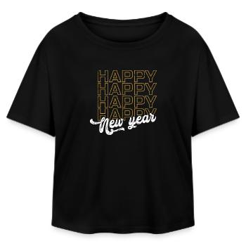 Golden Happy New Year Neon-Schrift - Relaxed Fit Frauen Modal Cotton T-Shirt von Stanley/Stella - Schwarz - Vorne - AI Model Female 172 light (172cm)