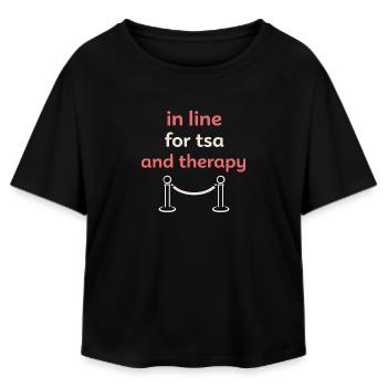 Travel anxiety humor, airport chaos, flying is - Relaxed Fit Women's Modal Cotton T-Shirt by Stanley/Stella - black - Front - AI Model Female 172 light (172cm)