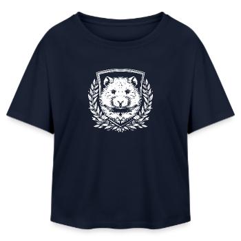 Hamster Wappen mit Lorbeerkranz - Relaxed Fit Frauen Modal Cotton T-Shirt von Stanley/Stella - Navy - Vorne - AI Model Female 172 light (172cm)