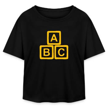 Gold-tone ABC block design - Relaxed Fit Women's Modal Cotton T-Shirt by Stanley/Stella - black - Front - AI Model Female 172 light (172cm)