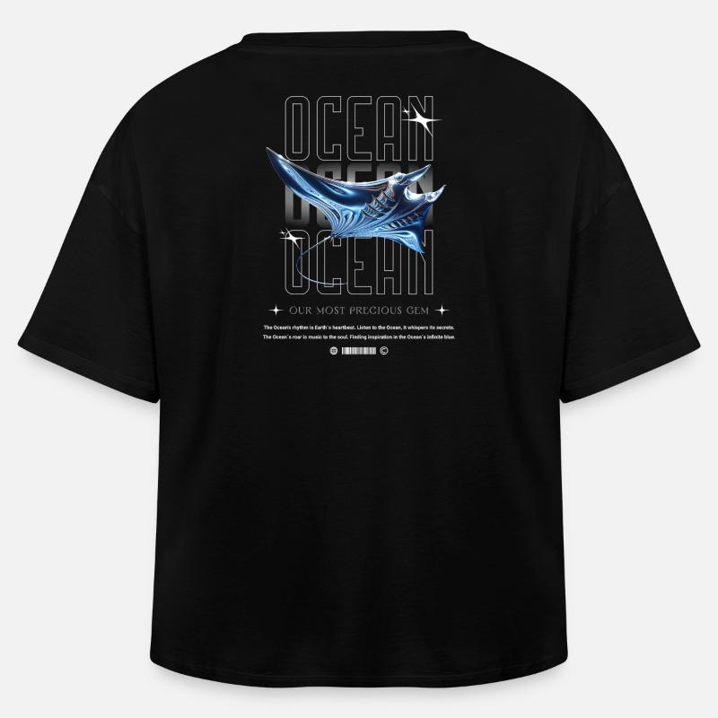 Ocean Manta Precious Treasure - Relaxed Fit Women's Modal Cotton T-Shirt by Stanley/Stella - black
