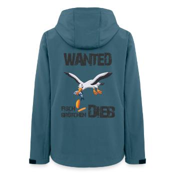 Wanted - Der berüchtigte Fischbrötchen Dieb - Frauen Recycelte Softshelljacke von Stanley/Stella - Dunkles Petrol - Hinten - AI Model Female 172 light (172cm)