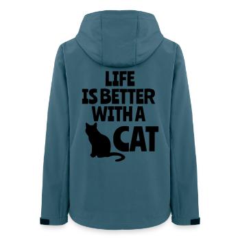 Das Leben ist besser mit einer Katze, Katzen, Tieren # - Frauen Recycelte Softshelljacke von Stanley/Stella - Dunkles Petrol - Hinten - AI Model Female 172 light (172cm)