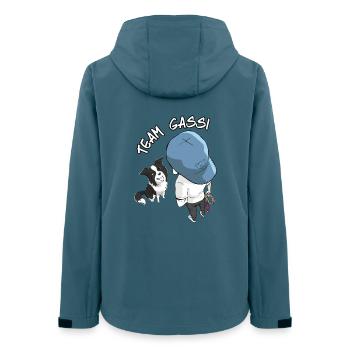 Conception de dessin animé de la marche de l’équipe - Veste softshell femme recyclée Stanley/Stella - bleu pétrole foncé - Dos - AI Model Female 172 light (172cm)