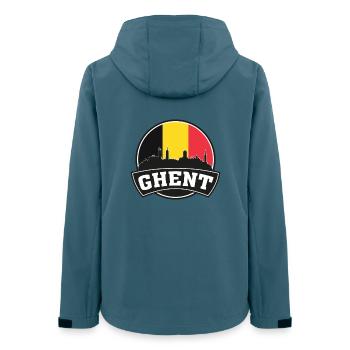Ghent Belgique Skyline Voyage Souvenir Drapeau Belge - Veste softshell femme recyclée Stanley/Stella - bleu pétrole foncé - Dos - AI Model Female 172 light (172cm)