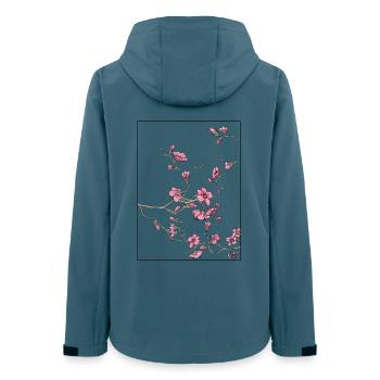Kirschblüten Florales Design - Frauen Recycelte Softshelljacke von Stanley/Stella - Dunkles Petrol - Hinten - AI Model Female 172 light (172cm)