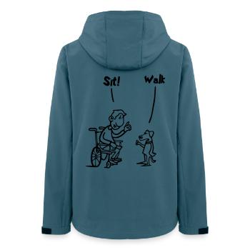 Asseyez-vous et marchez. Humour en fauteuil roulant et chien # - Veste softshell femme recyclée Stanley/Stella - bleu pétrole foncé - Dos - AI Model Female 172 light (172cm)