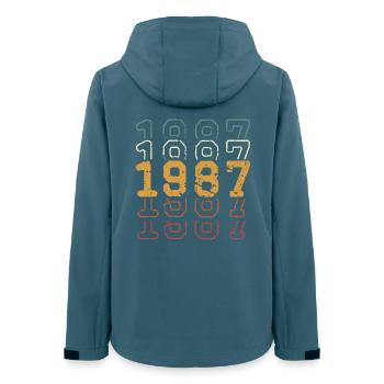 1987 - Frauen Recycelte Softshelljacke von Stanley/Stella - Dunkles Petrol - Hinten - AI Model Female 172 light (172cm)