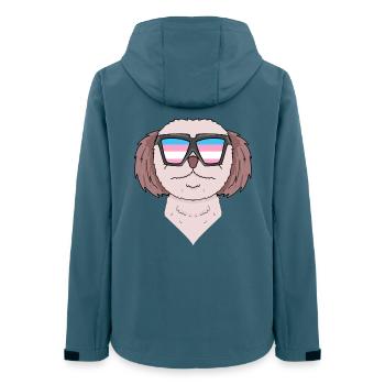 Chien Shih Tzu transgenre - Chien avec lunettes - Veste softshell femme recyclée Stanley/Stella - bleu pétrole foncé - Dos - AI Model Female 172 light (172cm)