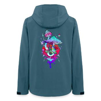 Magisch Pilze Psychedelic Mushrooms - Frauen Recycelte Softshelljacke von Stanley/Stella - Dunkles Petrol - Hinten - AI Model Female 172 light (172cm)