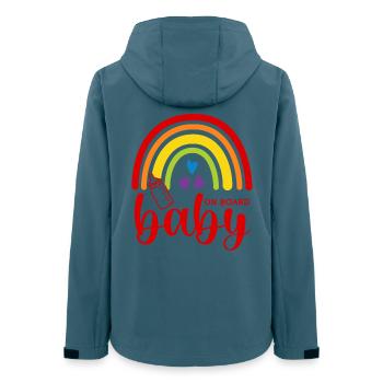Boho Regenbogen Herzen Babyflasche Baby on Board - Frauen Recycelte Softshelljacke von Stanley/Stella - Dunkles Petrol - Hinten - AI Model Female 172 light (172cm)