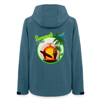 Sommerzeit - Frauen Recycelte Softshelljacke von Stanley/Stella - Dunkles Petrol - Hinten - AI Model Female 172 light (172cm)