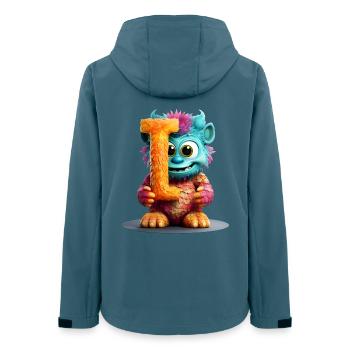 Alphabet Buchstabe I Buntes Monster - Frauen Recycelte Softshelljacke von Stanley/Stella - Dunkles Petrol - Hinten - AI Model Female 172 light (172cm)