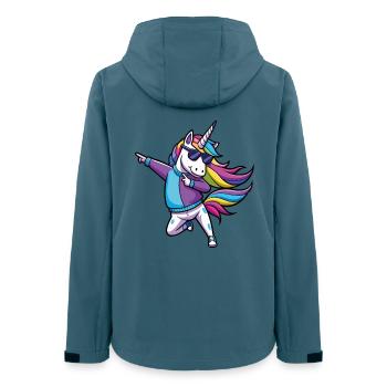 Illustration de danseuse de licorne arc-en-ciel - Veste softshell femme recyclée Stanley/Stella - bleu pétrole foncé - Dos - AI Model Female 172 light (172cm)