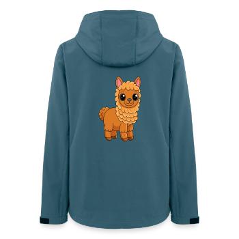 Alpaka Niedliche Maskottchen Zeichentrickfigur Kawaii - Frauen Recycelte Softshelljacke von Stanley/Stella - Dunkles Petrol - Hinten - AI Model Female 172 light (172cm)