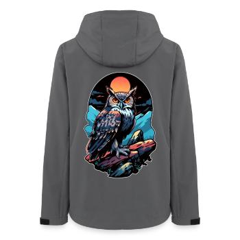 Grand hibou hibou grand-duc au clair de lune - Veste softshell femme recyclée Stanley/Stella - charbon - Dos - AI Model Female 172 light (172cm)