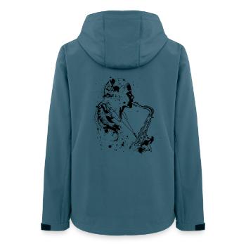 Saxophonistin Streetart - Frauen Recycelte Softshelljacke von Stanley/Stella - Dunkles Petrol - Hinten - AI Model Female 172 light (172cm)