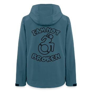 Je suis en fauteuil roulant mais je ne suis pas brisé # - Veste softshell femme recyclée Stanley/Stella - bleu pétrole foncé - Dos - AI Model Female 172 light (172cm)