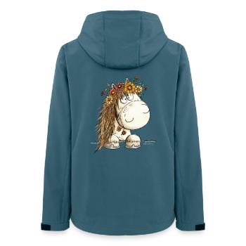 Droll Horse Floral Wreath Cartoon - Women’s Recycled Softshell Jacket by Stanley/Stella - stargazer - Back - AI Model Female 172 light (172cm)
