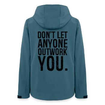 don't let anyone outwork you - Frauen Recycelte Softshelljacke von Stanley/Stella - Dunkles Petrol - Hinten - AI Model Female 172 light (172cm)