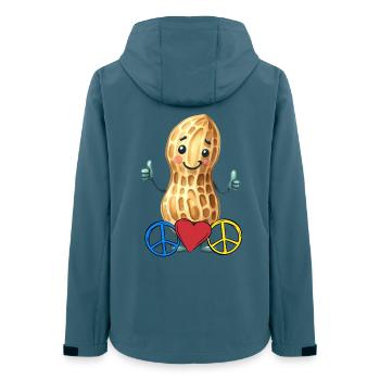 Cacahuète Paix Cœur Paix - Veste softshell femme recyclée Stanley/Stella - bleu pétrole foncé - Dos - AI Model Female 172 light (172cm)