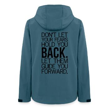 Ne laissez pas vos peurs vous freiner, laissez-les vous guider - Veste softshell femme recyclée Stanley/Stella - bleu pétrole foncé - Dos - AI Model Female 172 light (172cm)