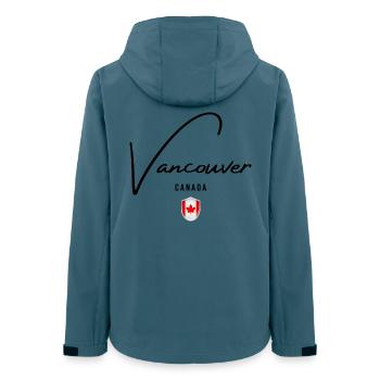Ich liebe Vancouver, Erinnerung an Vancouver - Frauen Recycelte Softshelljacke von Stanley/Stella - Dunkles Petrol - Hinten - AI Model Female 172 light (172cm)